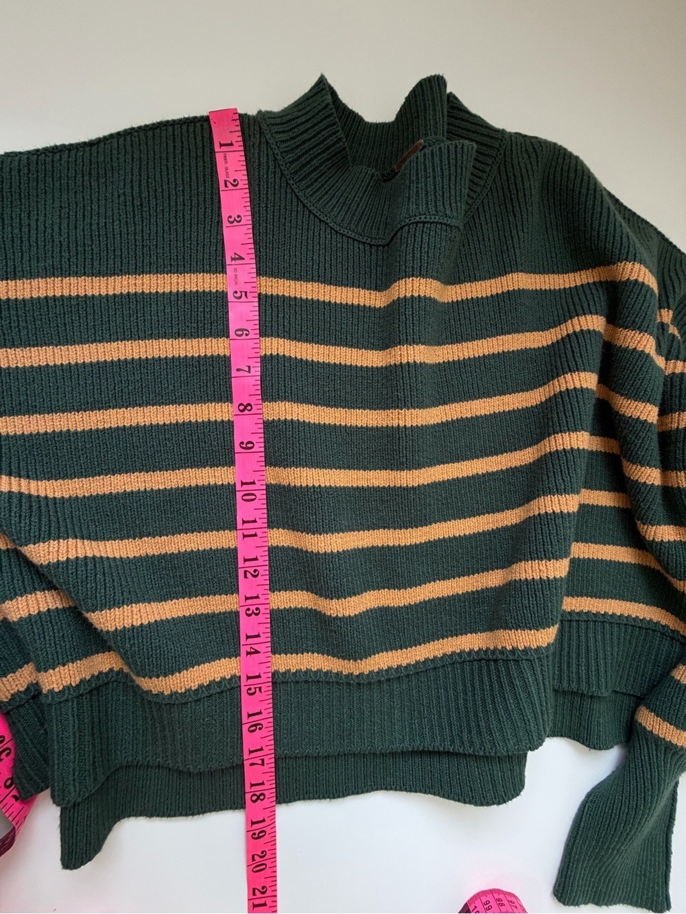 FREE PEOPLE easy street stipe crop pullover sweater in hunter green combo - Picture 12 of 12